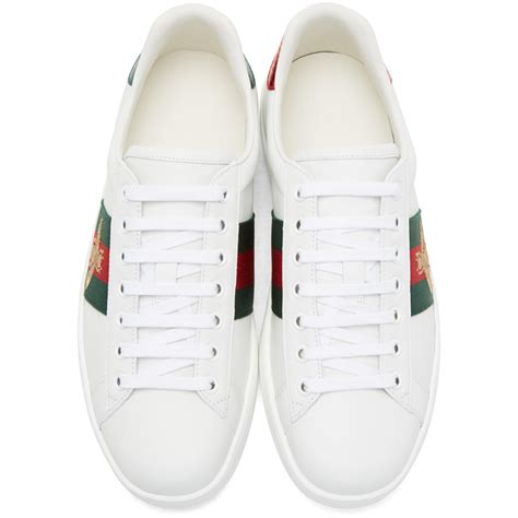 gucci ace white bee sneakers